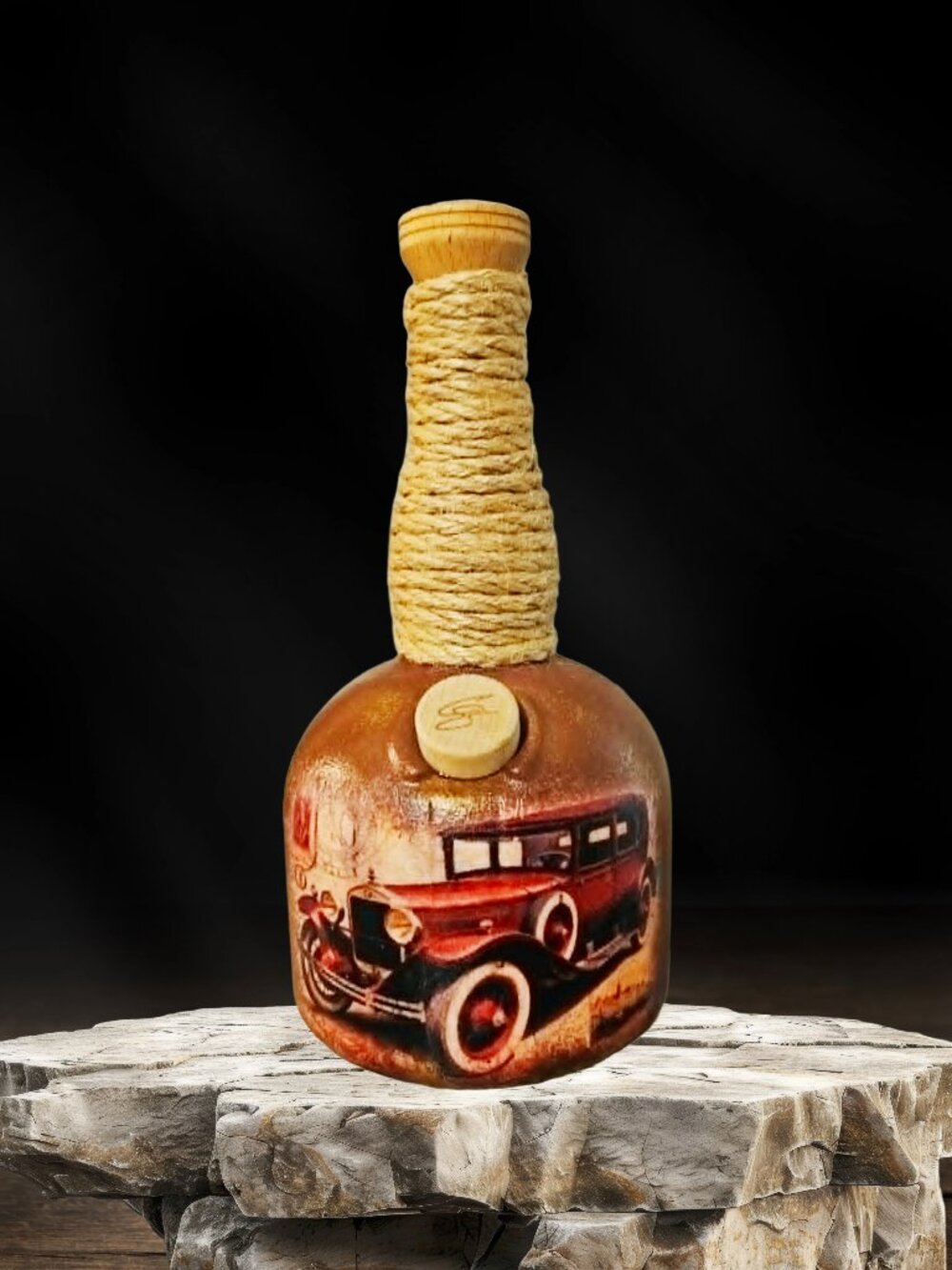 Man Cave Decor | Antique Car Table Art | Rustic Farmhouse Shelf Art